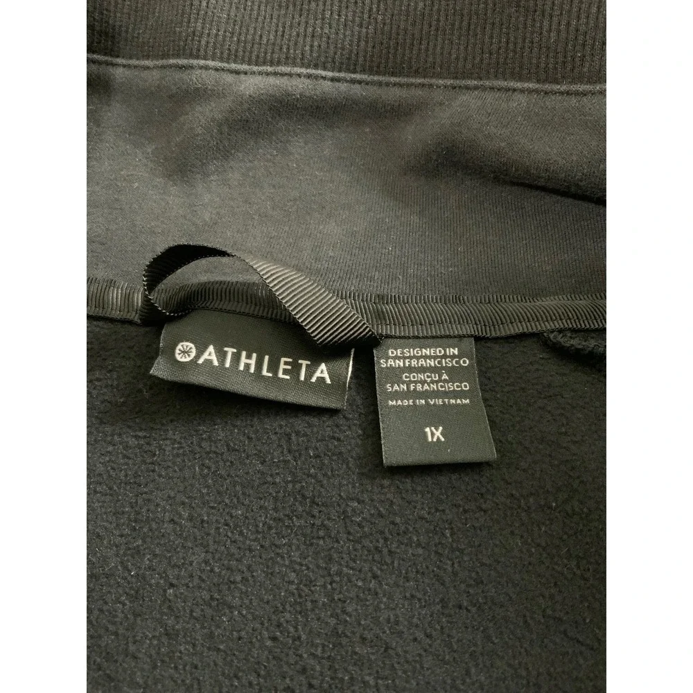 Athleta Ribbed Full Zip Jacket Womens Plus size 1X Black Stretch gym workout EUC
